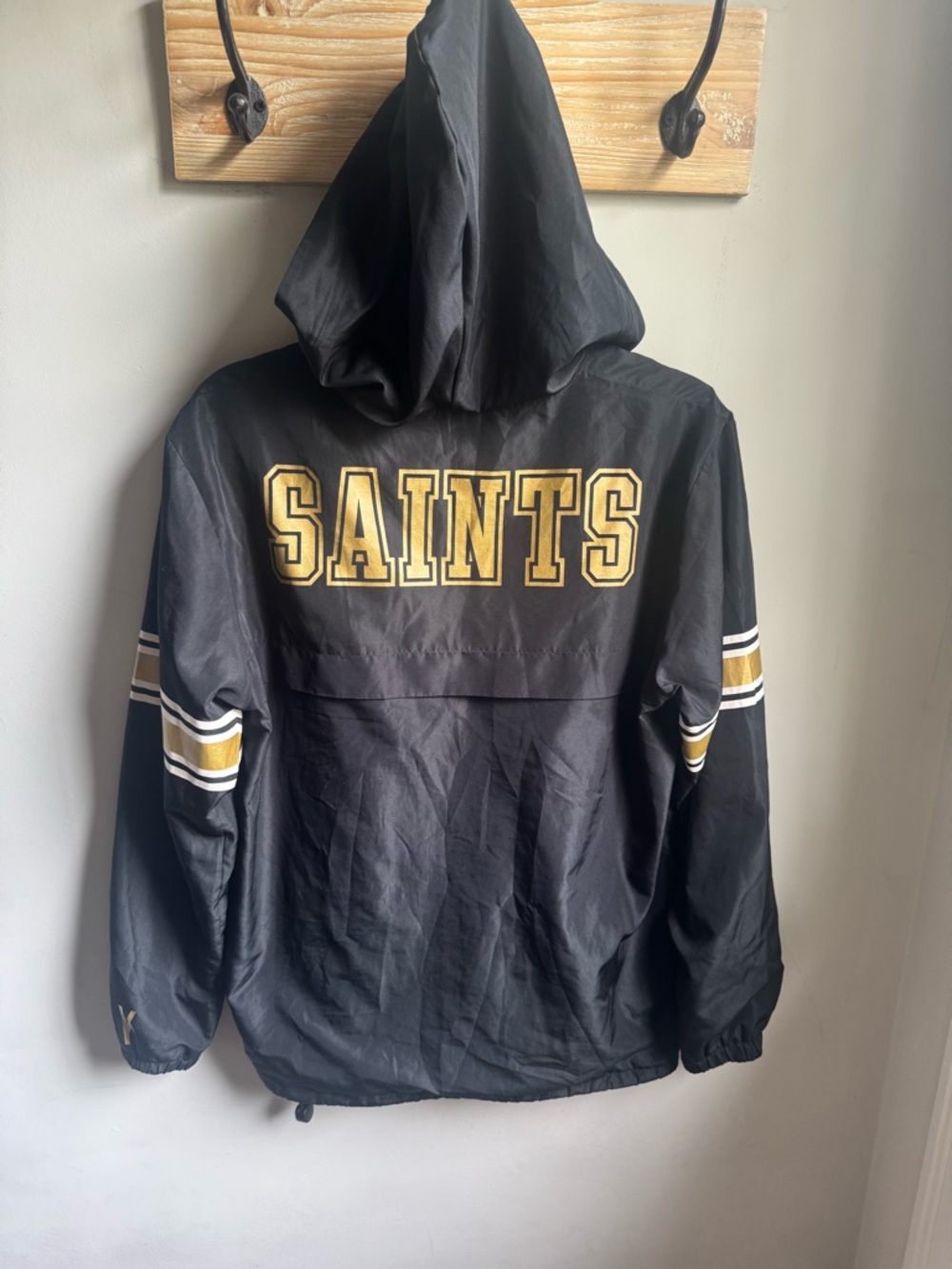 Victoria's Secret Black & Gold Saints Hooded Windbreaker